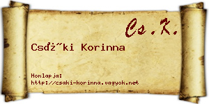 Csáki Korinna névjegykártya